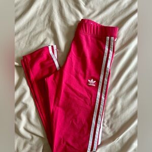 adidas Fuchsia Track Pants with White 3-Stripes Size Small